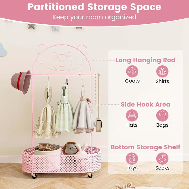 Costway Kid Clothes Rack with 3 Adjustable Heights Home Freestanding - See Details