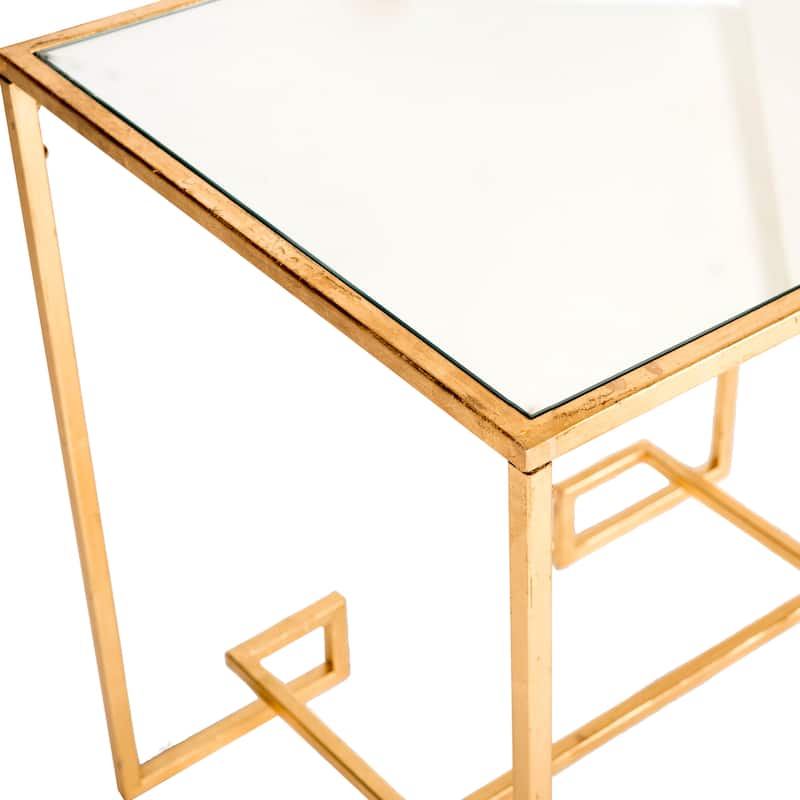 SAFAVIEH Ardeth Antique Gold Leaf Accent Table - 24.1" x 18" x 24" - 24Wx18Dx24H
