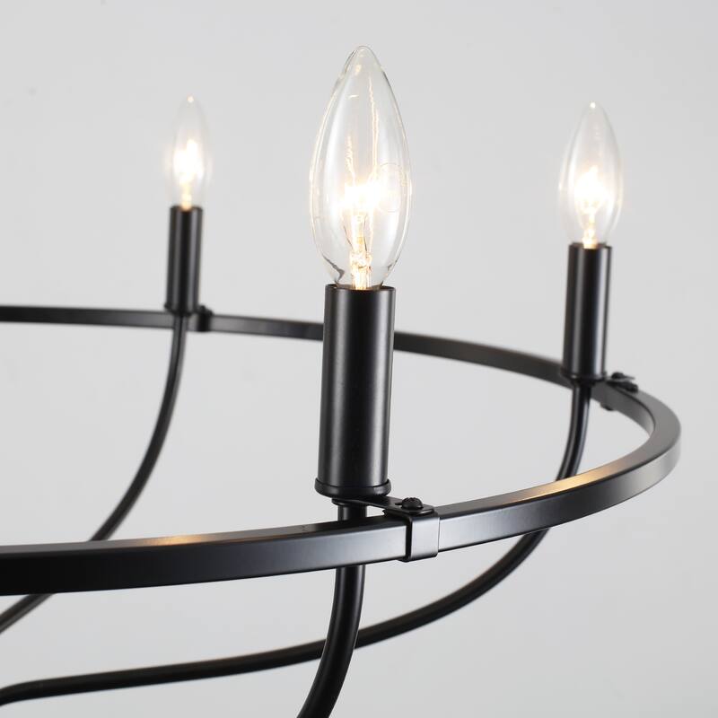 6-Light Circle Candlestick Hanging Linear Chandelier Lighting Island Chandelier Fixture for Kitchen Island