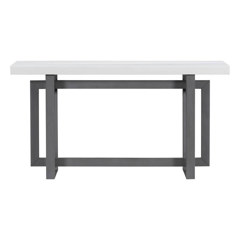 Modern Entryway Console Table with Industrial-inspired Concrete Wood Top, Hallway Foyer Sofa Long Table Entryway Table
