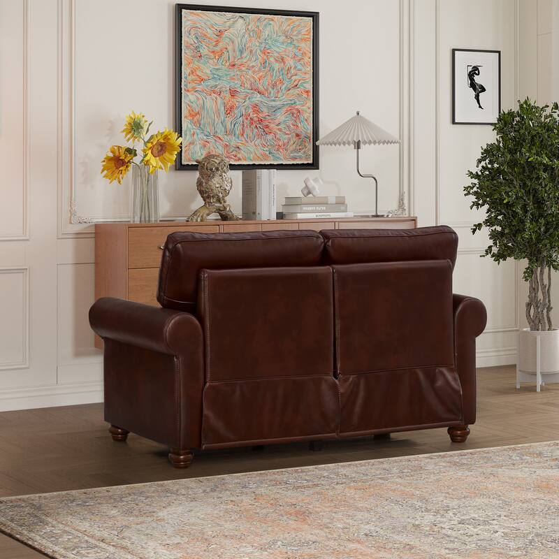 Double Seat Storage Couch PU Leather Loveseat Sofa