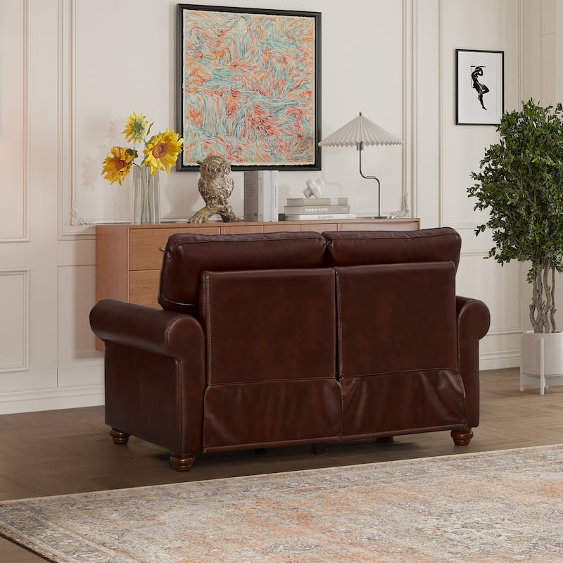 Living Room Faux Leather Sofa Loveseat