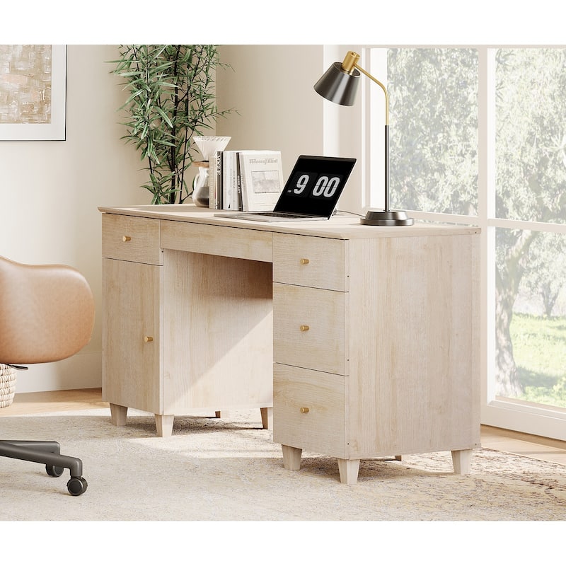 WAMPAT 58" Executive Desk with 5 Drawers & 1 Storage Cabinet