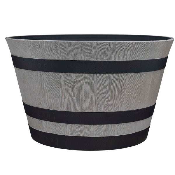 slide 20 of 28, Southern Patio Whiskey Barrel Planter 15.4" Diameter - Birchwood