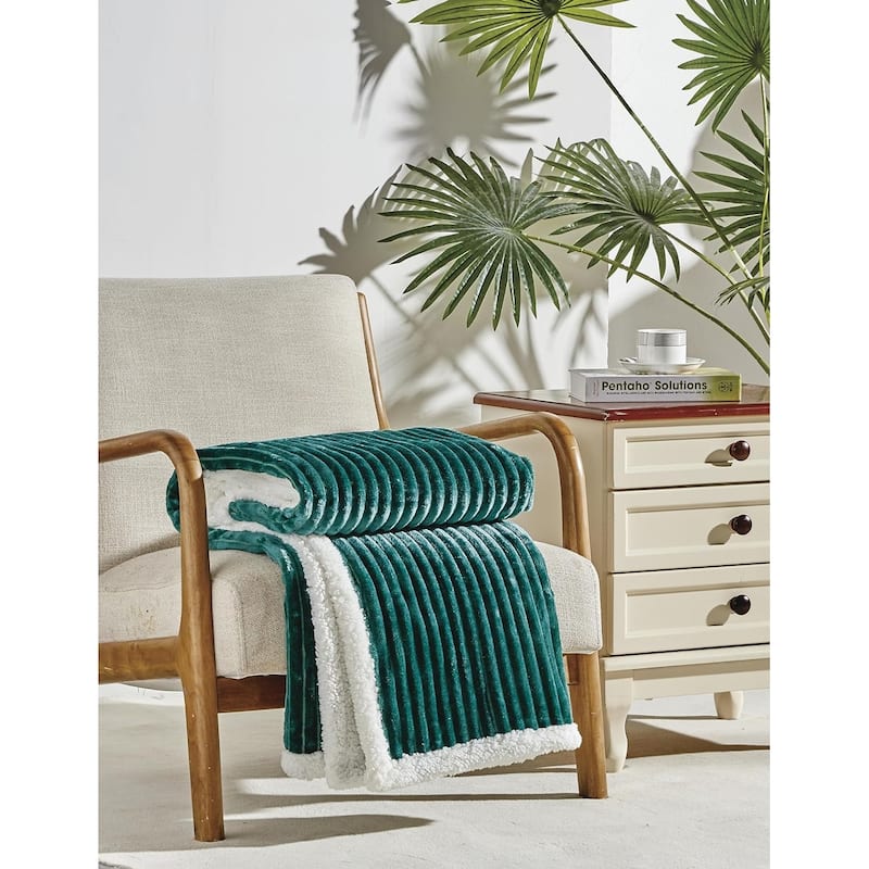 FAITH, HOPE, LOVE HOME DÉCOR Sherpa Corduroy Throw Blanket (50" x 60") - Teal