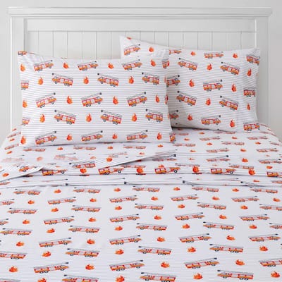 Fire Engine Truck Kids Sheet Set