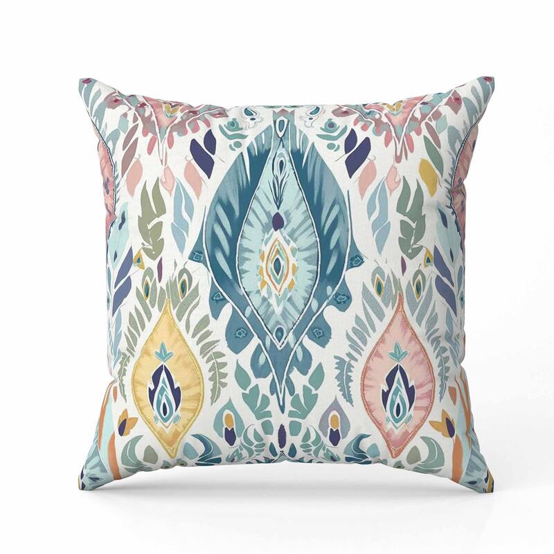 Ikat Infusion Indoor/Outdoor Reversible Throw Pillow Blue and Pink