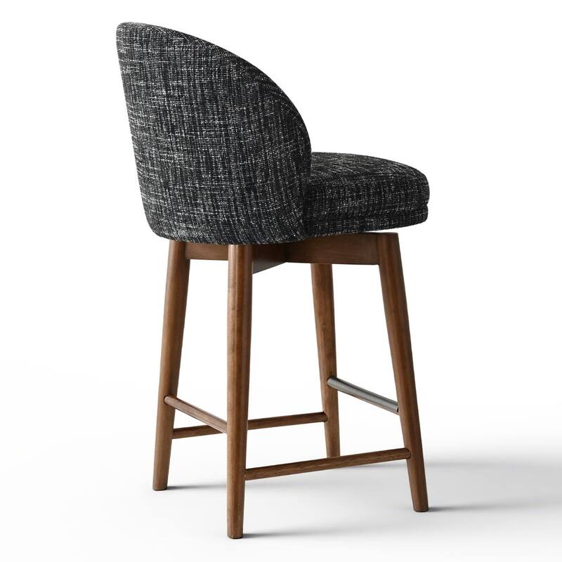 25.5" Swivel Solid Wood Leg Upholstered Counter Stool(Set of 4)