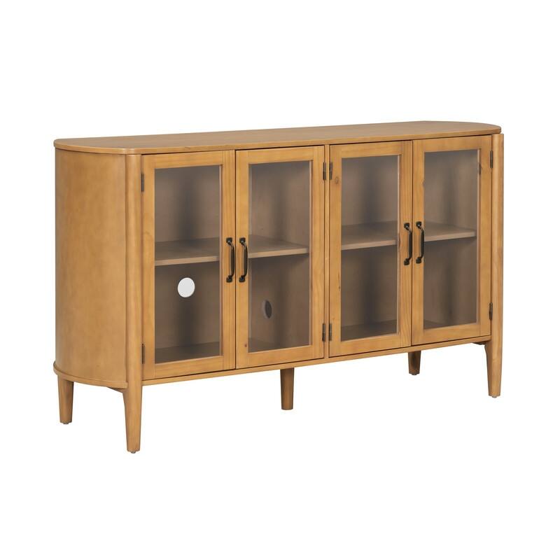 58" Sideboard with 4 Glass Doors for Living Room and Dining Room Organization
