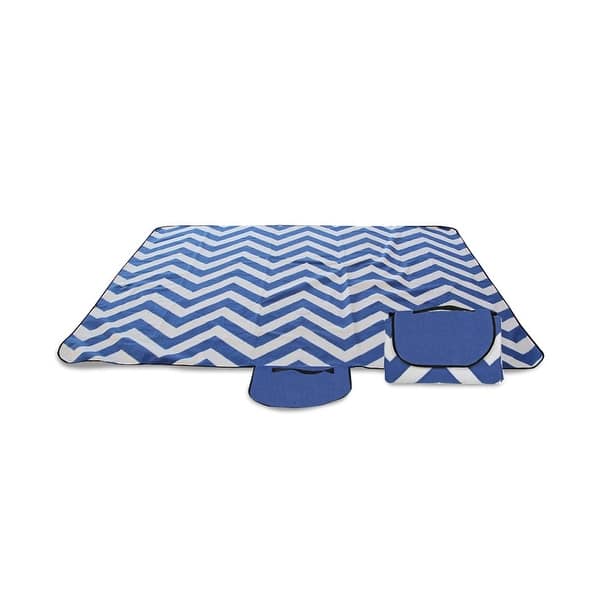 Curata Folding Chevron Beach Blanket Tote with Carry Handle Bed Bath