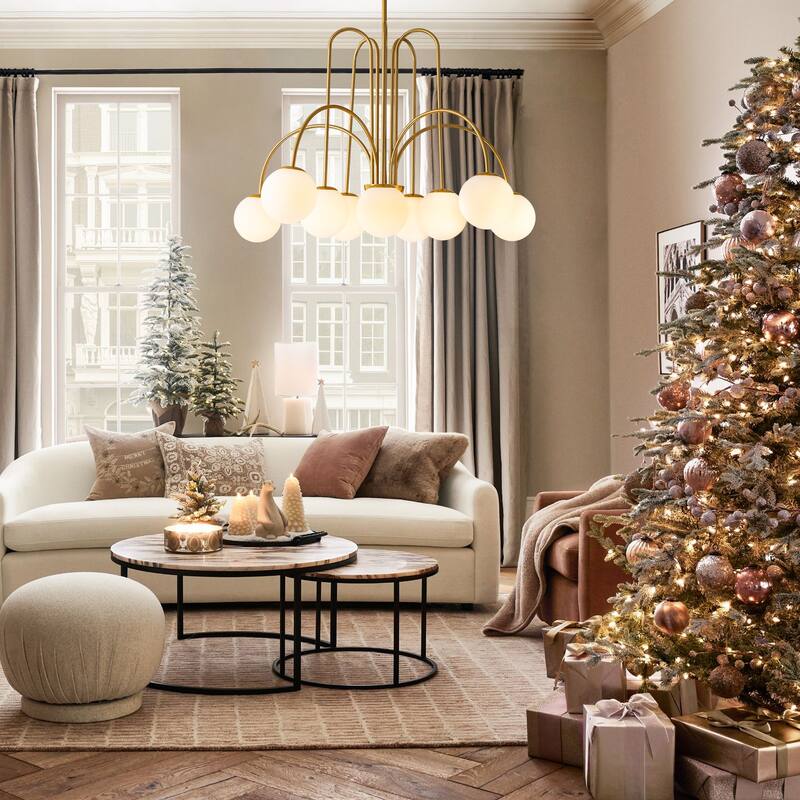 Modern Sputnik Glass Bubble Chandelier in Gold for Dining Room