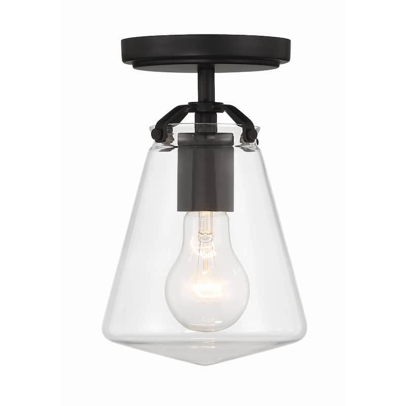 Voss 1 Light Matte Black Semi Flush Mount - 5.75"W x 9.25"H x 5.75"D