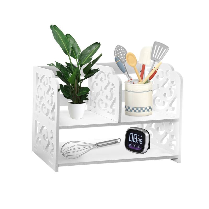 3 Compartment Wood Plastic Composite Desk Organizer Book Shelf Organizer Cookie Rack