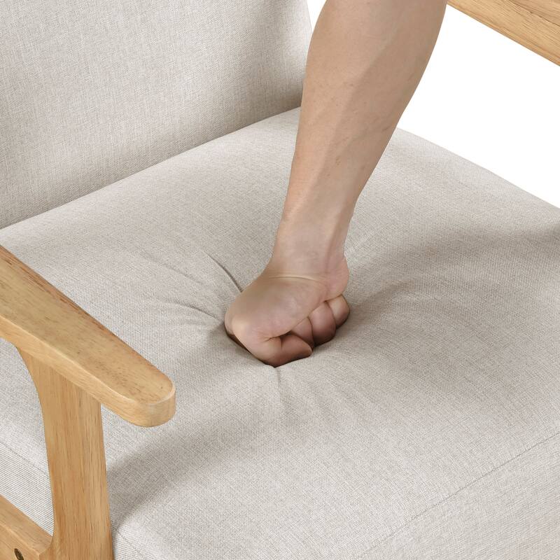 Dean 27" Textured Fabric Accent Chair - Solid Rubberwood Frame