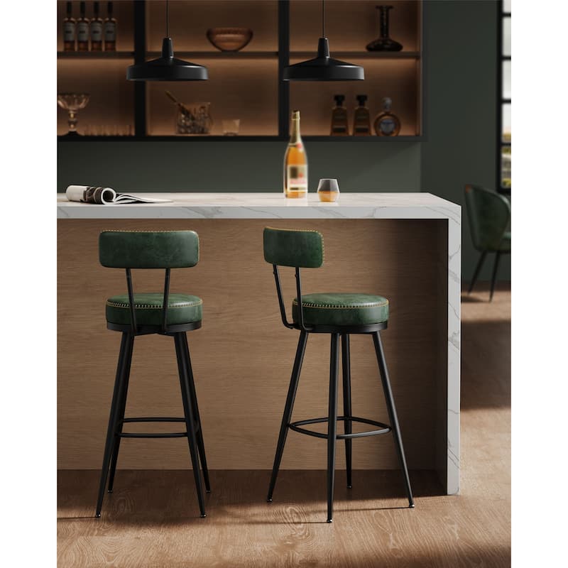 360 Swivel Bar Stools with Backrest and Steel Legs Footrest Perfect for Dining Room Set of 2
