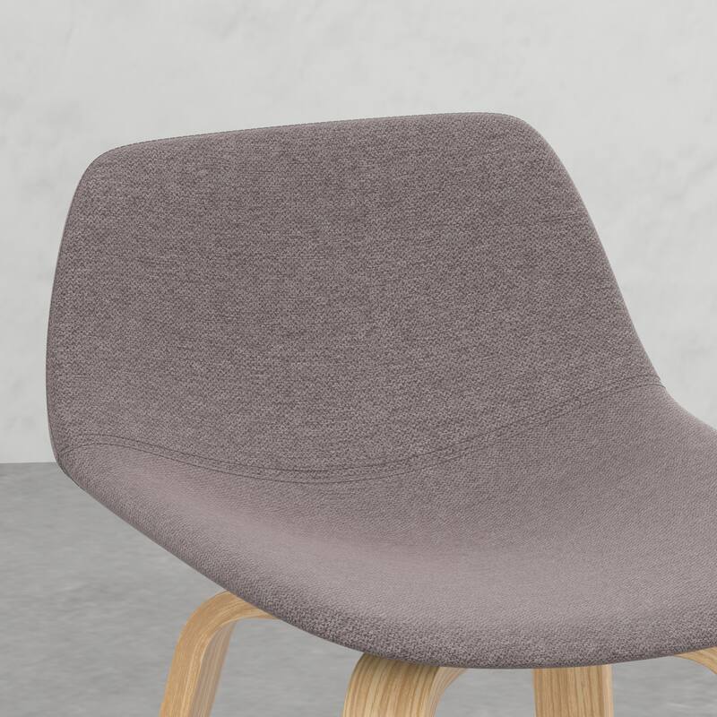 Set of 2 Harvard Bentwood Bar Stools with Curved Back and Upholstered Seat, Mid-Century Modern Design