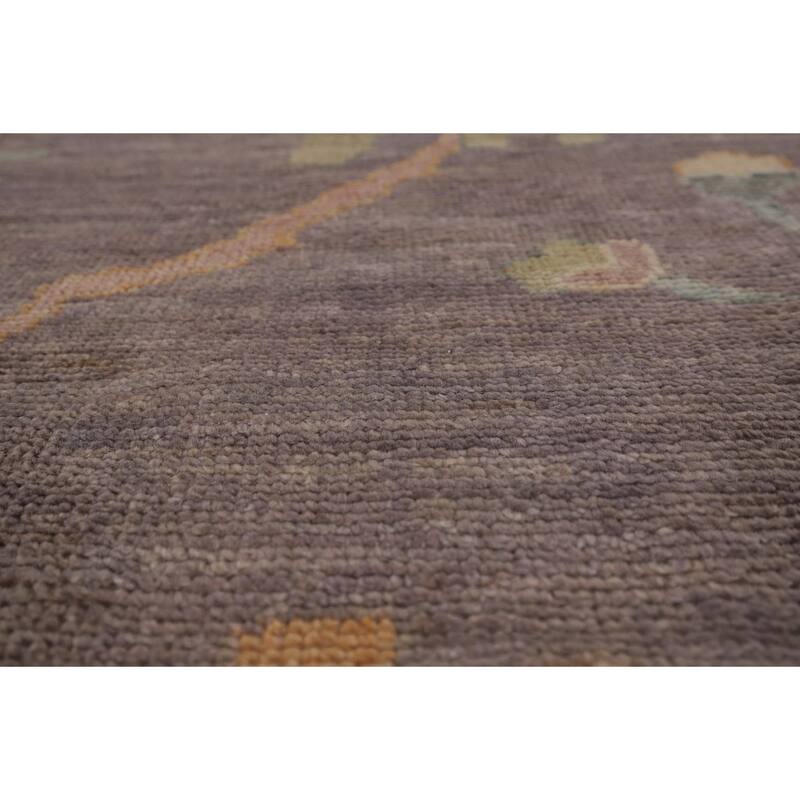 All-Over Gray Oushak Vegetable Dye Large Area Rug Handmade Wool Carpet - 10'0" x 13'9"