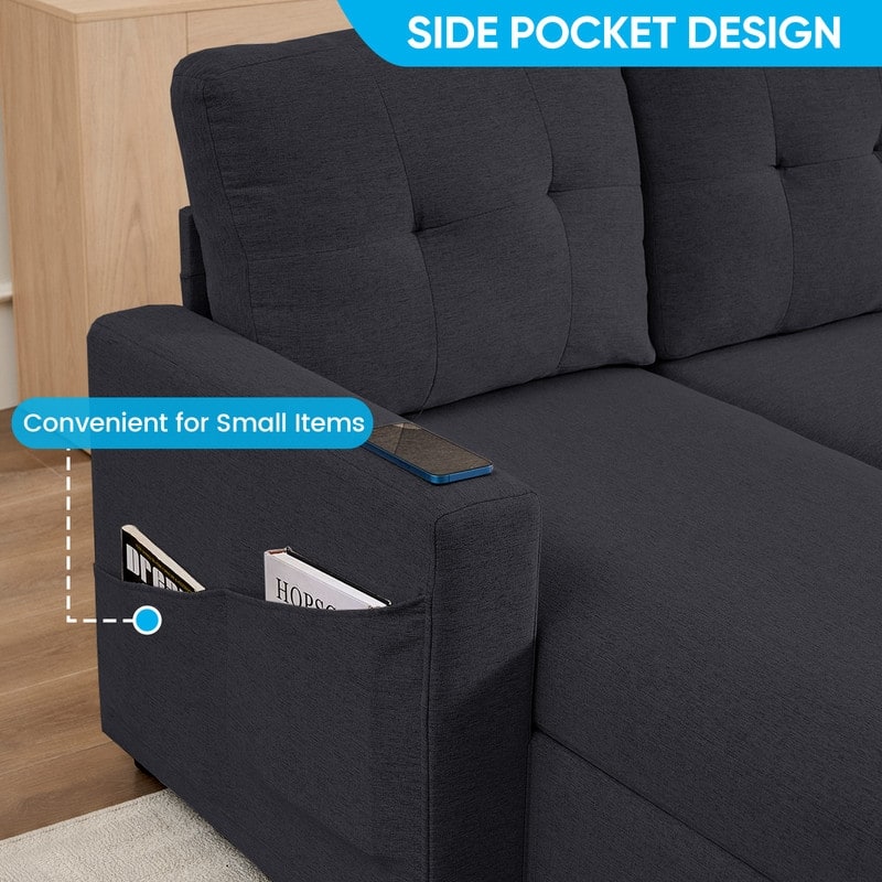 98"W 4-Seater Modular Sleeper Sofa Bed with Storage Chaise,U-shaped Sofa with Pull-out Bed