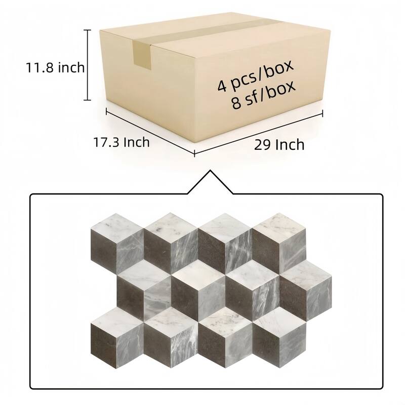 Hexagon Waterjet Natural Polished Marble Tiles for Floor and Wall, 1 Box 12 PCS