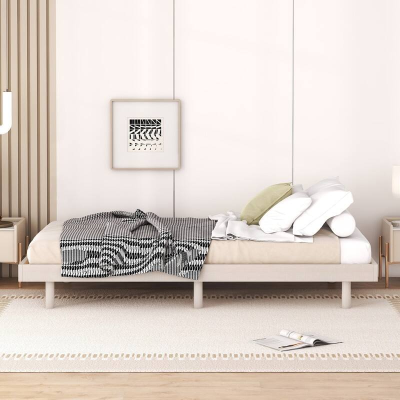 Modern Design Wooden Twin Size Floating Platform Bed Frame