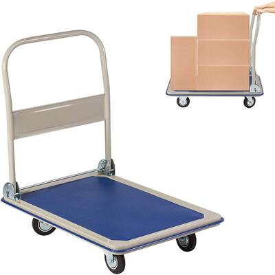 Hand Truck Heavy Duty Folding Platform Cart Push Flatbed Dolly Cart