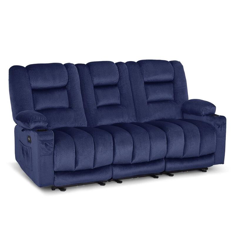 MCombo Power Reclining Loveseat Sofa with Heat and Massage, Fabric PR648