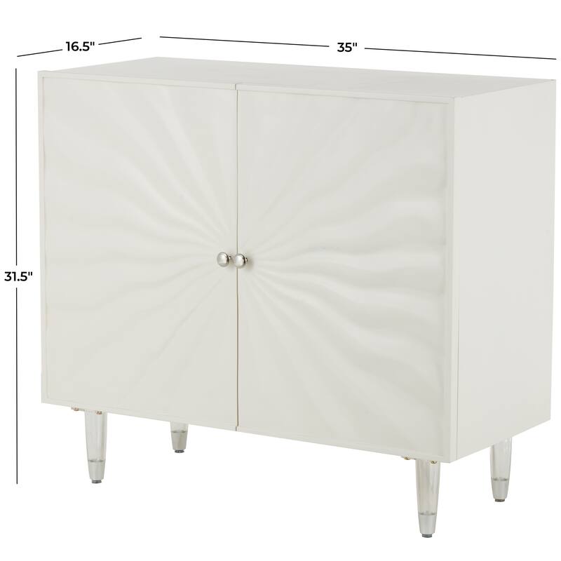 Wooden 2 Door Cabinet with Silver Knobs and Legs - White - Roche River Decor