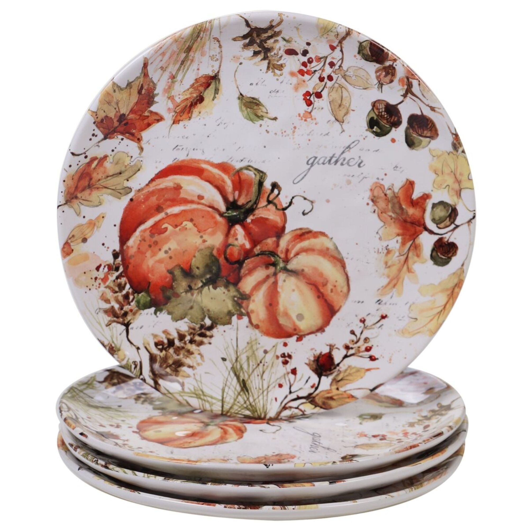 Shop 4pc White And Orange Harvest Splash Thanksgiving Dinner Plate Set 11 On Sale Overstock 31711442