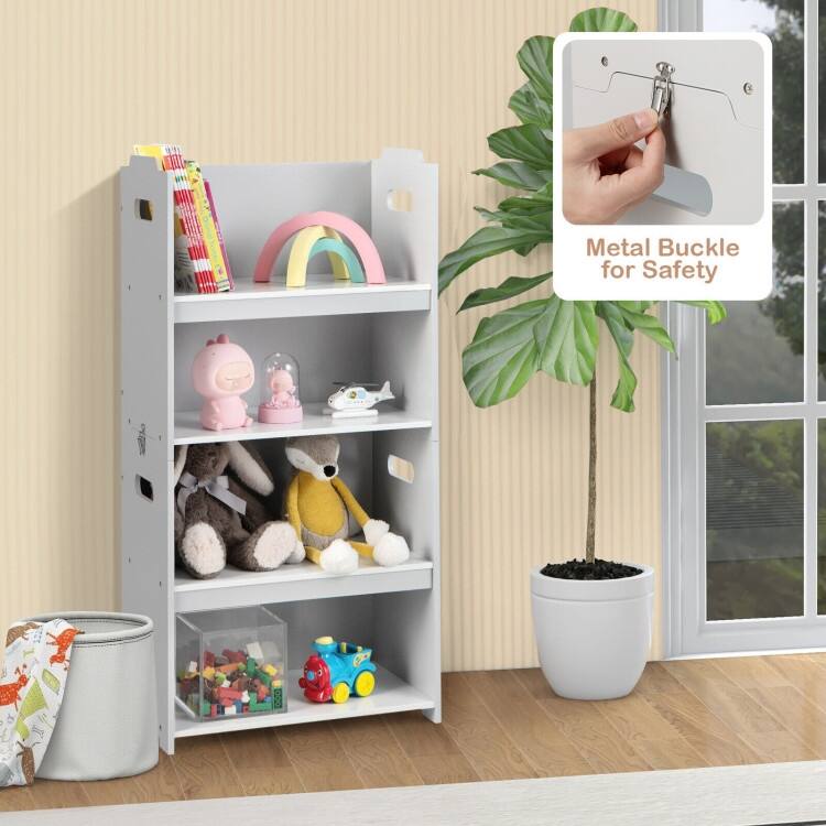 4-in-1 Kids Table and Chairs with Multiple Storage for Learning-Grey - Multi