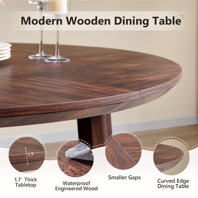 Modern Dining Table for 4-6, Round Dining Room Table for Kitchen