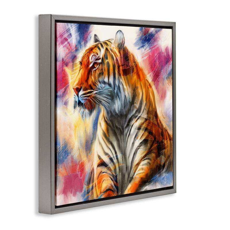 Stupell Fierce & Elegant Tiger Framed Floater Canvas Wall Art Design By Kim Allen