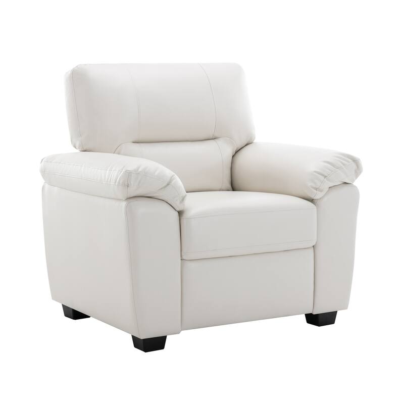 Morden Fort Upholstered Living Room Set, 2 Pieces, Faux Leather Chair, Sofa