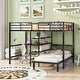 preview thumbnail 1 of 14, Full Over Twin Metal Bunk Bed with Built-in Desk, Shelves and Ladder - Space-Saving Design Black - Full