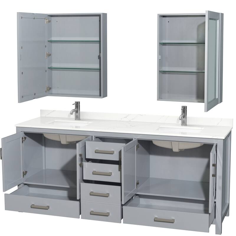 Wyndham Collection WCS141480D-QTZ-UNSMED Sheffield 80" Free Standing