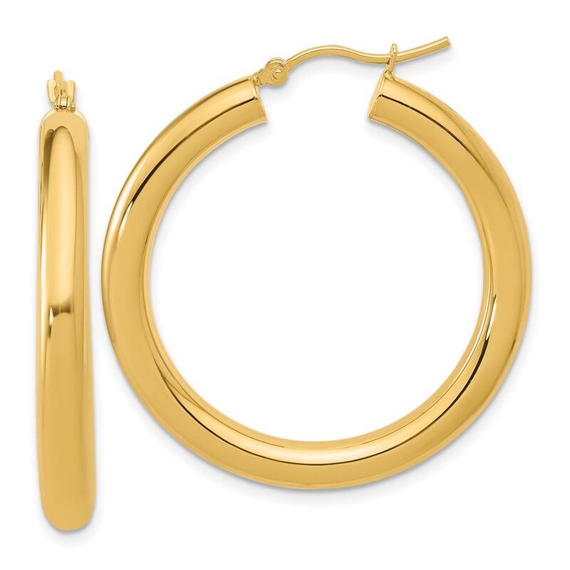 Curata 14k Yellow Gold Polished 4mmx37mm Lightweight Hoop Earrings