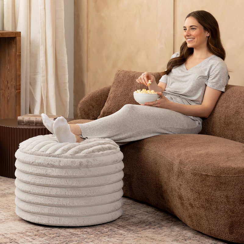 Jaxx Paran Pouf - Fluffy Faux Fur Ottoman for Modern Interior Design