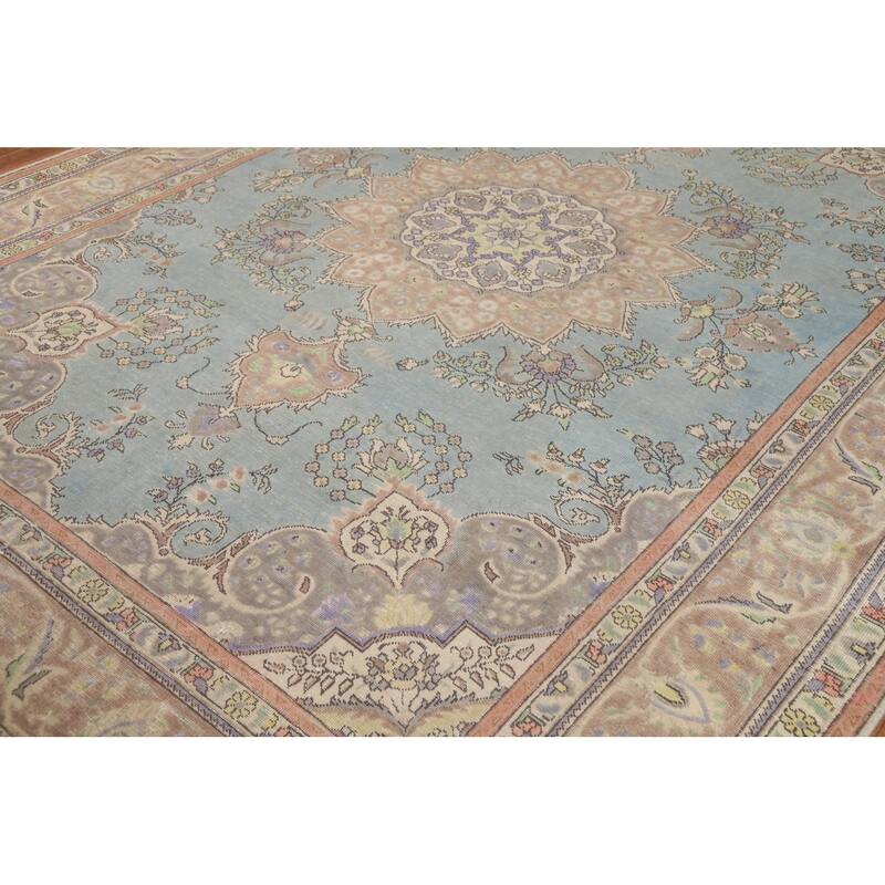 Light Blue Persian Area Rug Handmade Wool Carpet - 8'3"x 11'2"