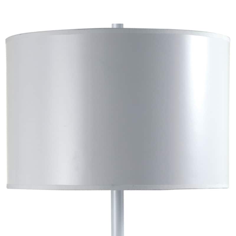 25" Tall Metal Table Lamp with White Finish, White Round Shade