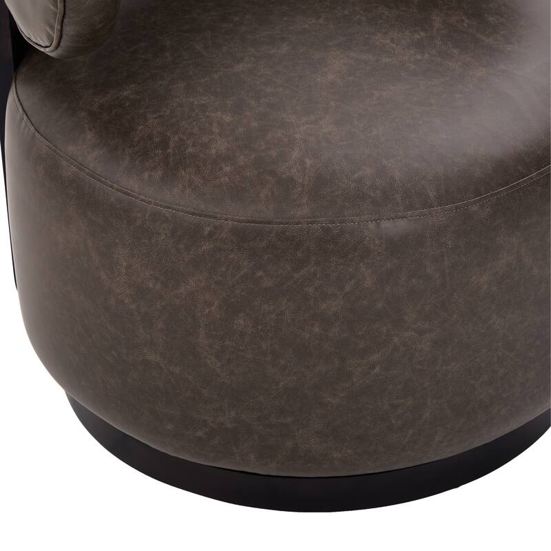 Christopher Knight Home -Modern PU Upholstered Swivel Club Chair with Wooden Base