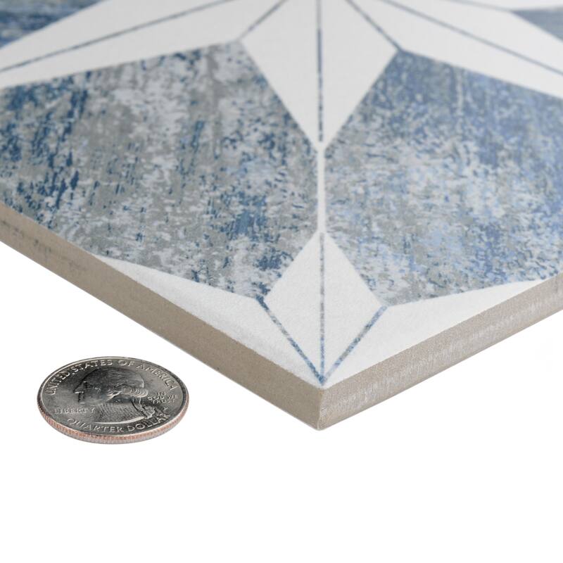 Merola Tile Cassis Stella Blue Day 9-3/4" x 9-3/4" Porcelain Floor and Wall Tile