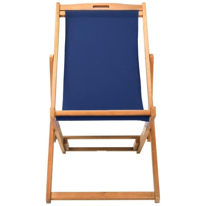 SAFAVIEH Outdoor Natalya Foldable Sling Chair (Set of 2) - 24W x 34D x 41H - Natural/Navy
