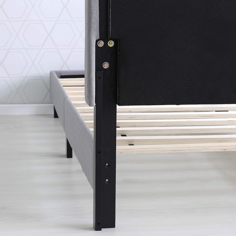 Button Tufted Bed Frame - Linen Upholstered King Size Platform Bed - Stylish Bedroom Decor