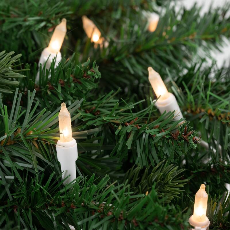 100 Count Frosted Clear Mini Christmas Lights 49.6 ft White Wire - 49.6'