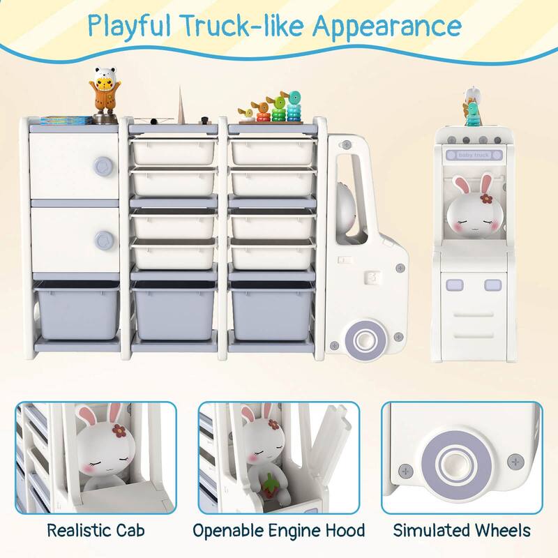 Costway Kids Toy Storage Organizer with 2 Cabinets & 11 Removable Bins - See Details