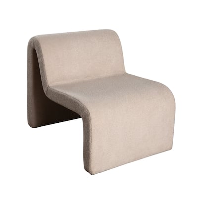 Nena Accent Chair, Armless Design, Camel Brown Looped Shearling Fabric