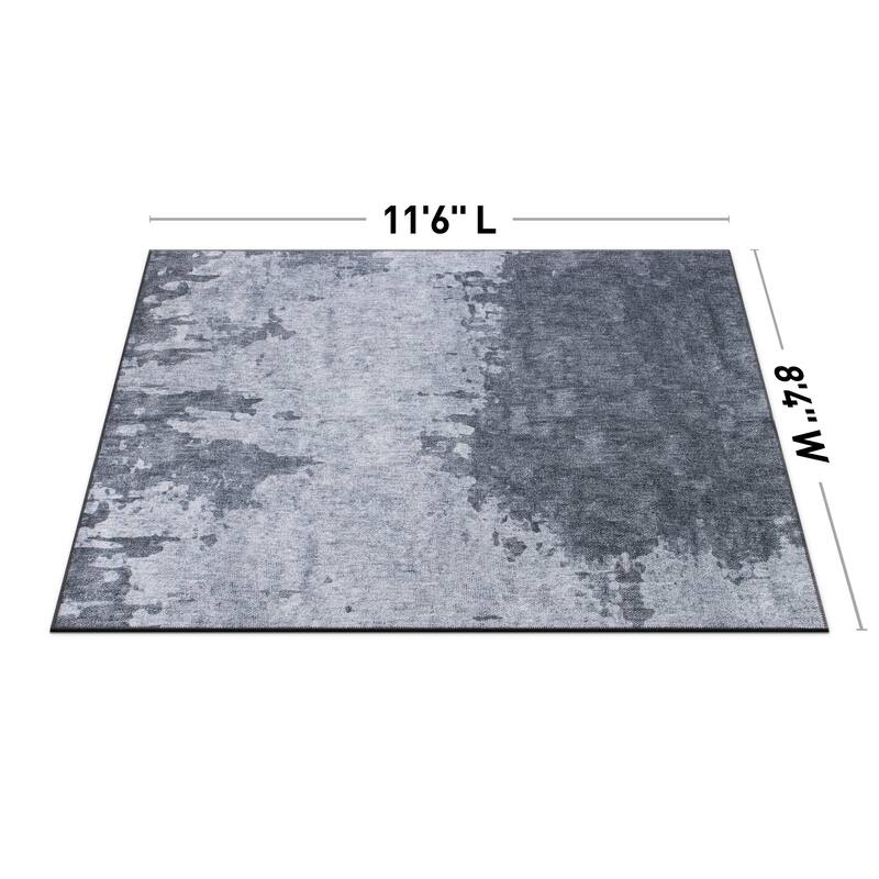 Distressed Abstract Machine Washable Area Rug
