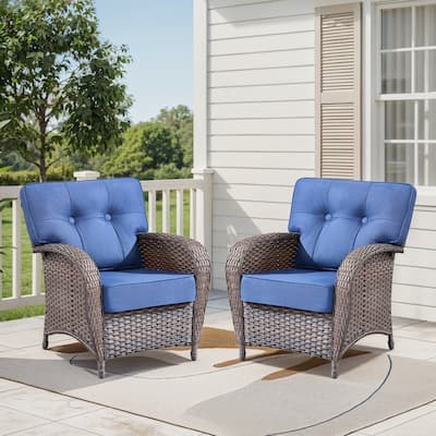 Gymojoy Wide T-Shaped High Back Outdoor Chairs Set with 5-inch Cushion for Patio & Balcony