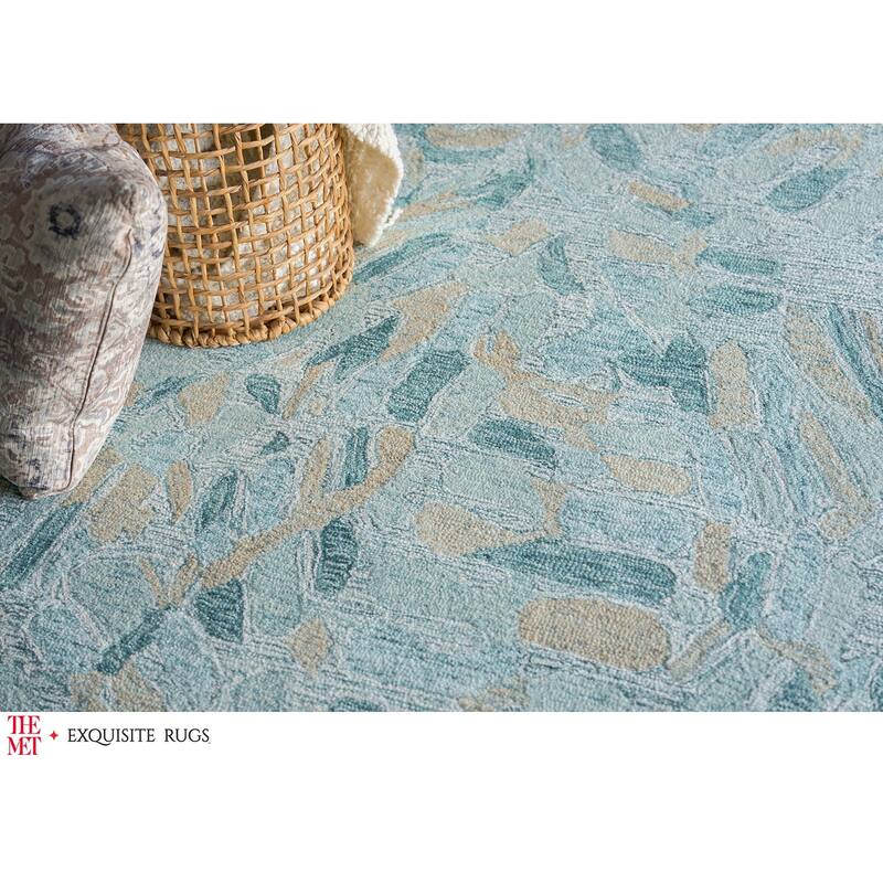 The Met X Exquisite Rugs Botanica Turquoise/Ivory/Multi Area Rug