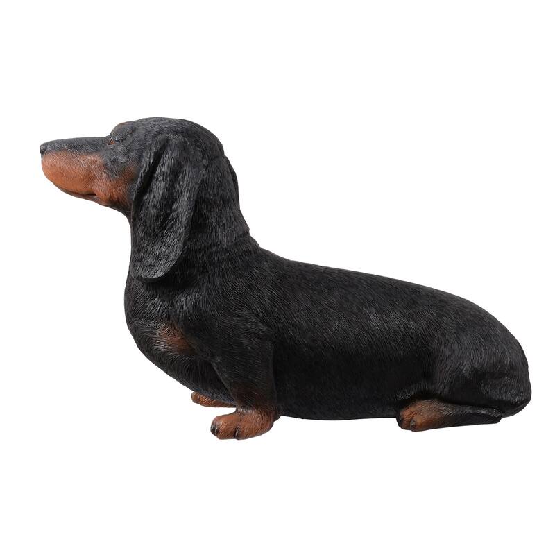 Sitting Black Dachshund Outdoor Garden Statue - 15"