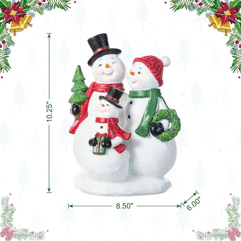 Glitzhome 10.25"H Christmas Resin Snowman Family Table Decor